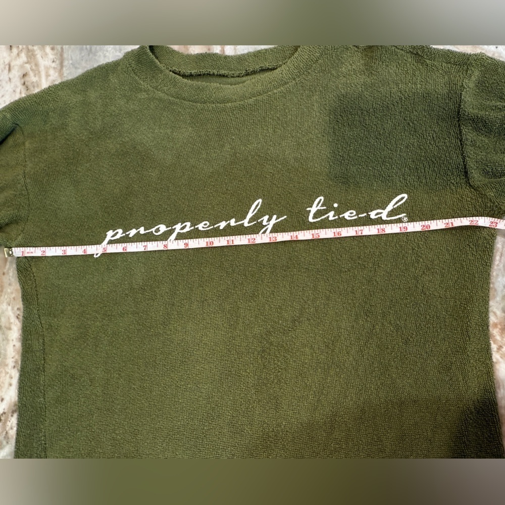 Men’s PROPERLY TIED Olive green Rag Crew sweatshirt- Size large - Picture 7 of 8